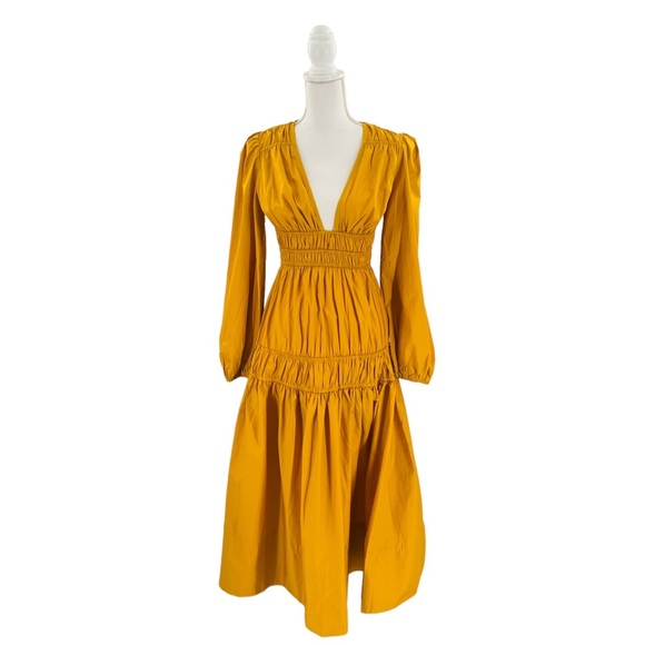 Petal & Pup NEW Dani Long Sleeve Cotton Maxi Dress in Mustard Yellow Size XS - Picture 4 of 12